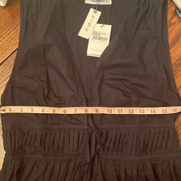 Anthropologie - Faithfull Deep-V Midi Dress black size 12 - Picture 8 of 11